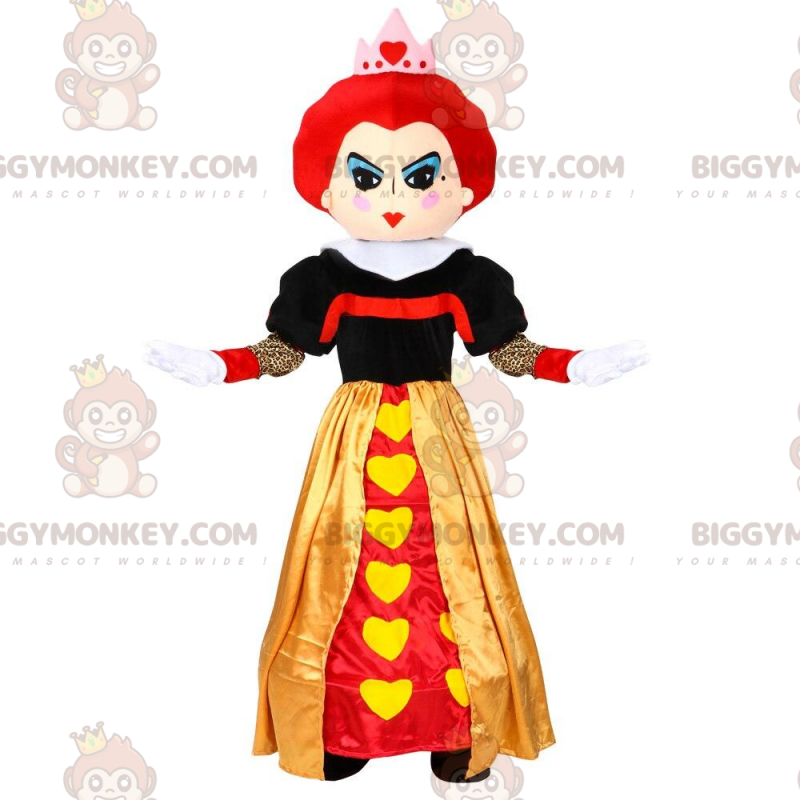 Traje de mascote BIGGYMONKEY™ da Rainha de Copas Alice no País Traje de mascote BIGGYMONKEY™ da Rainha de Copas Alice no País