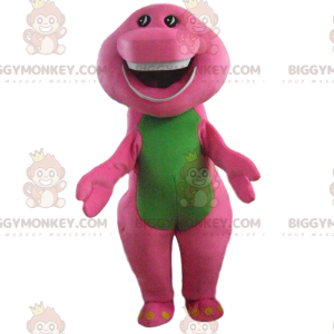 BIGGYMONKEY™ mascottekostuum roze en groene dinosaurus