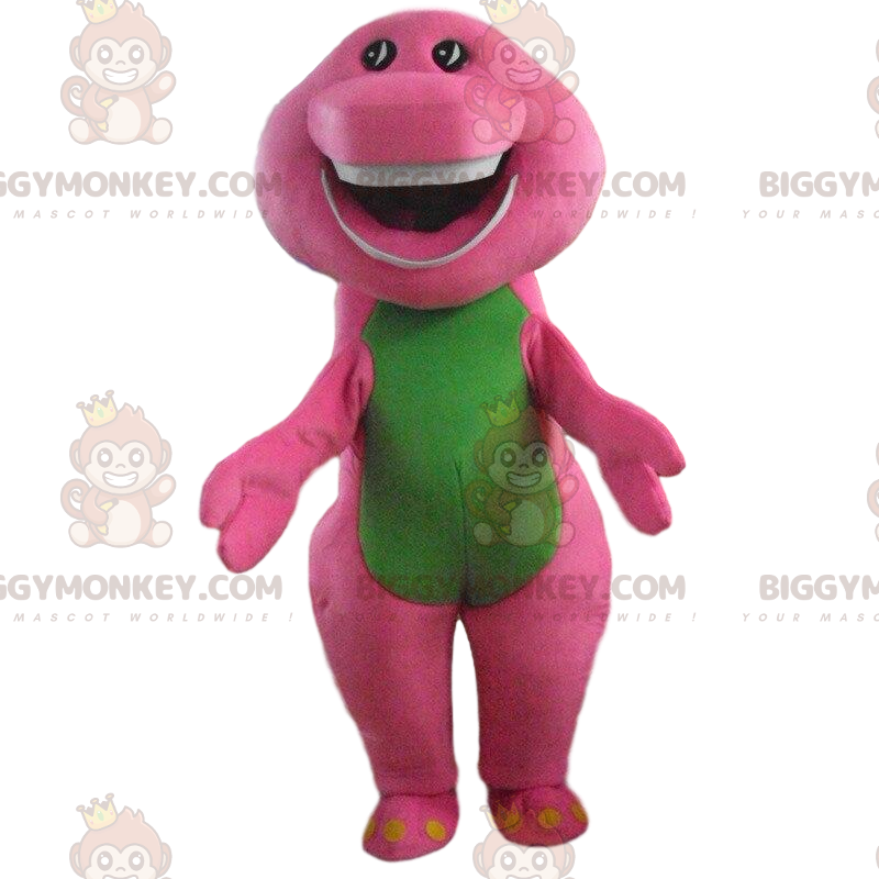 BIGGYMONKEY™ mascot costume pink and green dinosaur, colorful BIGGYMONKEY™ mascot costume pink and green dinosaur, colorful