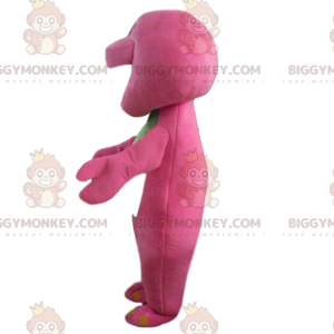 BIGGYMONKEY™ mascot costume pink and green dinosaur, colorful