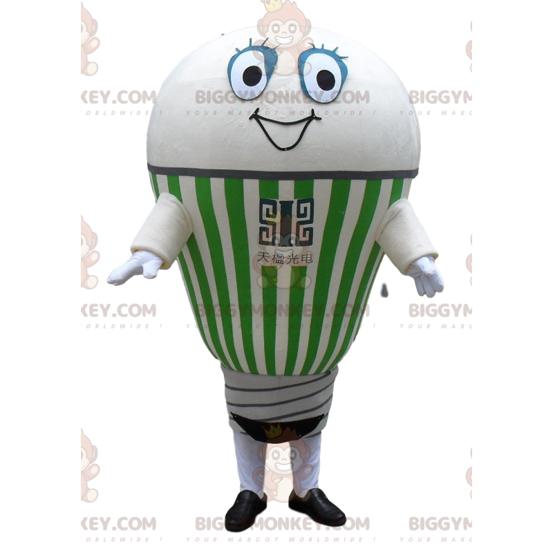 Costume de mascotte BIGGYMONKEY™ d'ampoule géante blanche et Costume de mascotte BIGGYMONKEY™ d'ampoule géante blanche et