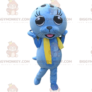 Disfraz de mascota BIGGYMONKEY™ de león marino azul, disfraz de