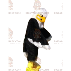 BIGGYMONKEY™ mascot costume black, white and yellow eagle