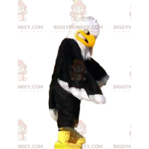 Costume de mascotte BIGGYMONKEY™ d'aigle noir, blanc et jaune