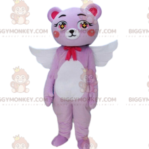 Teddy bear BIGGYMONKEY™ mascot costume with wings and bow