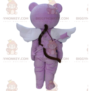 Teddy bear BIGGYMONKEY™ mascot costume with wings and bow