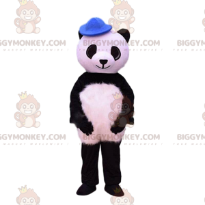 Kostým maskota BIGGYMONKEY™ Černobílá panda s modrým kloboukem