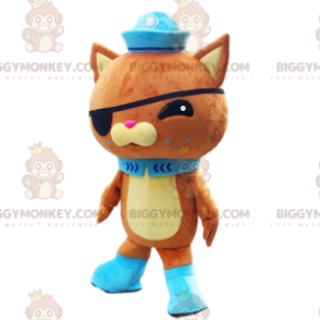 Pomarańczowy i żółty kostium maskotki BIGGYMONKEY™ z przepaską na oko i kapeluszem - Maskotki dla kotów - BiggyMonkey.com