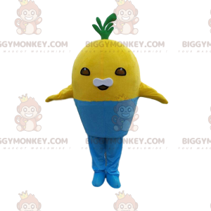 BIGGYMONKEY™ mascot costume of yellow creature in a blue pot