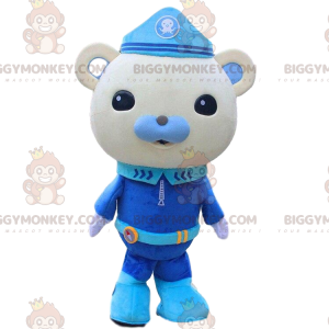 BIGGYMONKEY™ Maskottchenkostüm Grauer Teddy in Polizeiuniform -