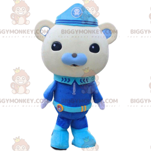 Costume de mascotte BIGGYMONKEY™ de nounours gris en uniforme