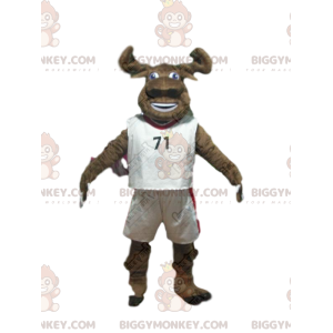 BIGGYMONKEY™ mascot costume of brown buffalo in sportswear