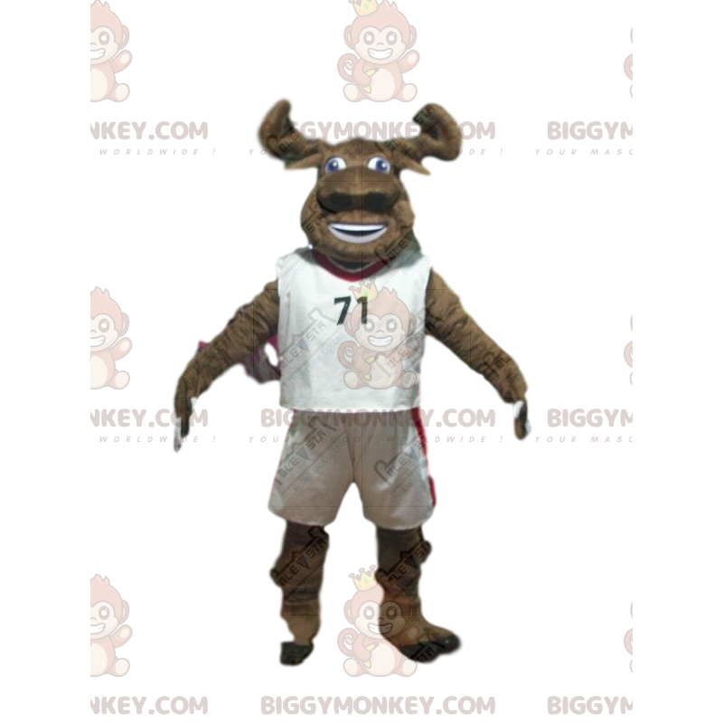 BIGGYMONKEY™ mascot costume of brown buffalo in sportswear