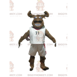 BIGGYMONKEY™ mascot costume of brown buffalo in sportswear