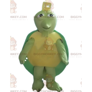 Groene en gele schildpad BIGGYMONKEY™ mascottekostuum, groen