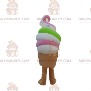 Traje de mascote de sorvete italiano muito colorido