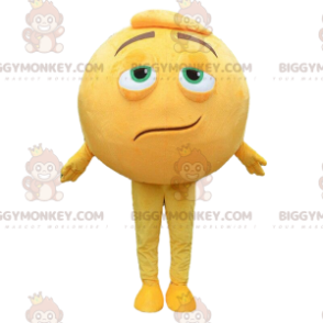 Jättegul smiley BIGGYMONKEY™ maskotdräkt, rund snögubbekostym -