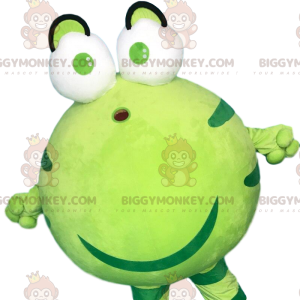 BIGGYMONKEY™ maskot kostume buttet og kæmpe grøn frø, tudse