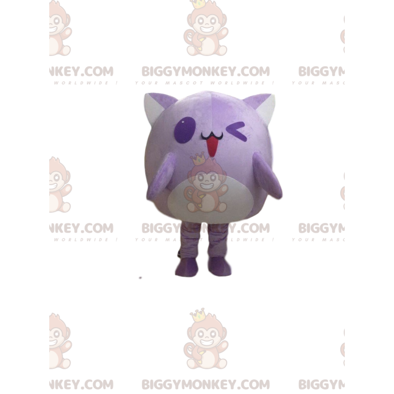 Paarse kat BIGGYMONKEY™ mascottekostuum, paars schepselkostuum Paarse kat BIGGYMONKEY™ mascottekostuum, paars schepselkostuum