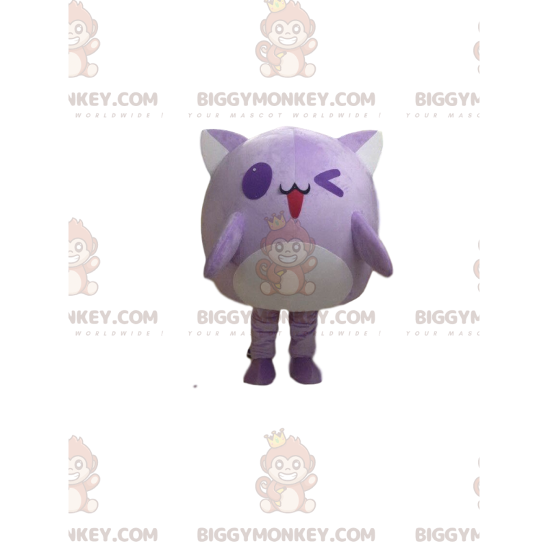 Purple cat BIGGYMONKEY™ mascot costume, purple creature costume
