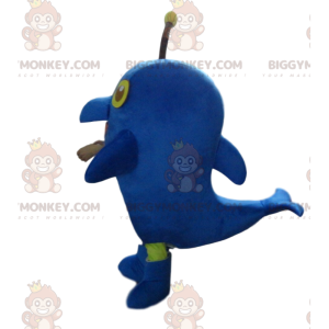 BIGGYMONKEY™ costume mascotte delfino blu gigante, costume da