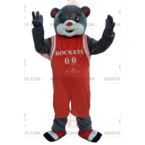 Kostým maskota BIGGYMONKEY™ šedého medvěda v basketbalovém