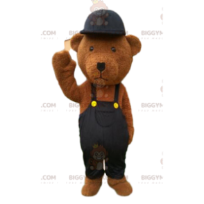 BIGGYMONKEY™ μασκότ στολή καφέ Teddy ντυμένο στα μαύρα, Teddy
