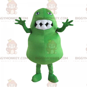 BIGGYMONKEY™ Maskotdräkt Grönt monster med stor mun full av