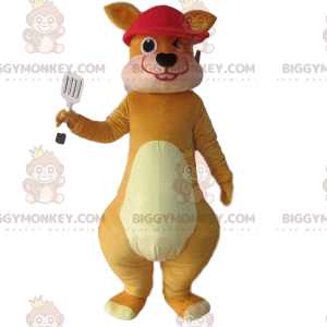 Braunes Känguru-Maskottchen-Kostüm BIGGYMONKEY™ mit roter Mütze