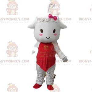 BIGGYMONKEY™ Mascot Costume Lamb, Little White Sheep With Red