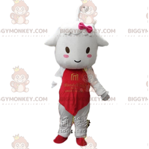 BIGGYMONKEY™ mascottekostuum lam, klein wit schaapje met rode