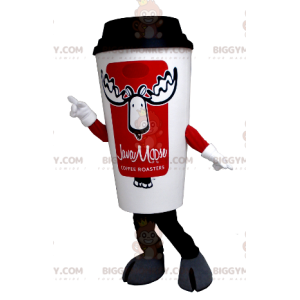 Disfraz de mascota de taza de café blanca y roja BIGGYMONKEY™ -