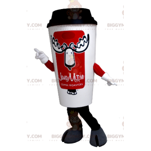 White and Red Coffee Cup BIGGYMONKEY™ Mascot Costume –