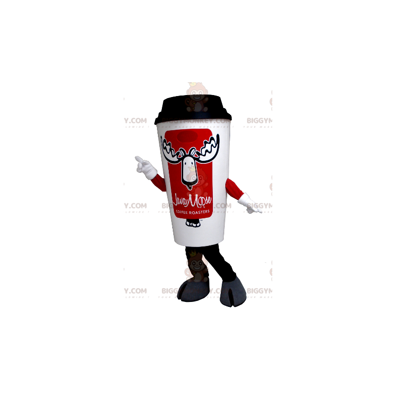 Costume de mascotte BIGGYMONKEY™ de gobelet de café blanc et