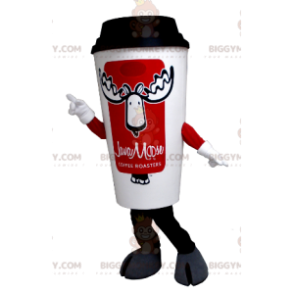 Costume de mascotte BIGGYMONKEY™ de gobelet de café blanc et