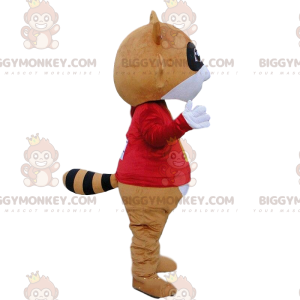 Disfraz de mascota mapache marrón y blanco BIGGYMONKEY™ con