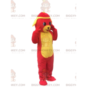 Red and Yellow Dog BIGGYMONKEY™ Mascot Costume, Colorful Dog