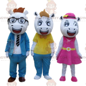 3 BIGGYMONKEY's zeer stijlvolle koemascottes, 3 dierenkostuums