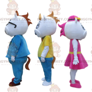 3 BIGGYMONKEY's zeer stijlvolle koemascottes, 3 dierenkostuums