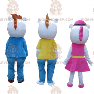 3 BIGGYMONKEY's zeer stijlvolle koemascottes, 3 dierenkostuums
