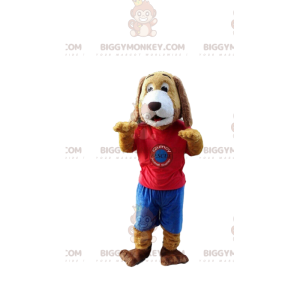 Brown and White Dog BIGGYMONKEY™ Mascot Costume With Sportswear
