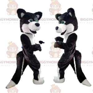 BIGGYMONKEY™ maskotdräkt svart och vit hund, kostym för