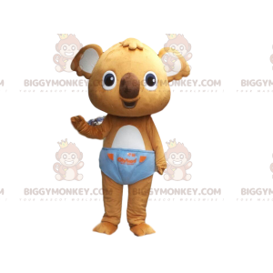 BIGGYMONKEY™ brown koala mascot costume with blue briefs, baby