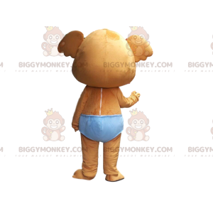 BIGGYMONKEY™ brown koala mascot costume with blue briefs, baby