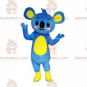 BIGGYMONKEY™ mascot costume blue and yellow koala, giant koala
