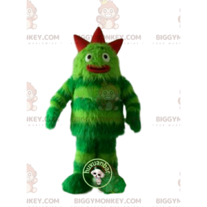 Rolig, lurvig, grön monster BIGGYMONKEY™ maskotdräkt. grön