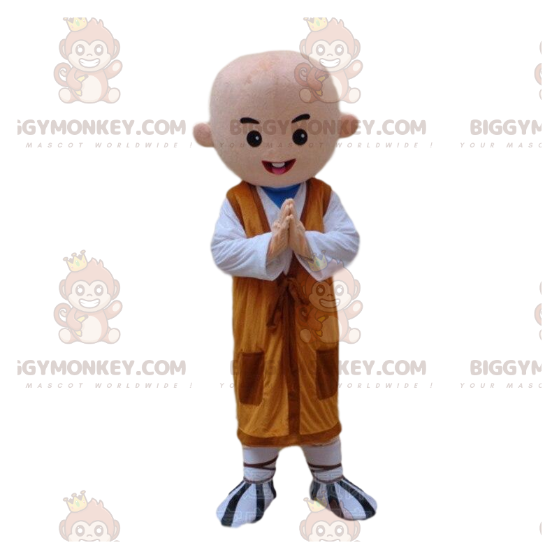 BIGGYMONKEY™ Buddhist Monk Mascot Costume with Orange Tunic -
