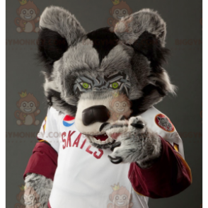 Black and White Gray Wolf BIGGYMONKEY™ Mascot Costume –