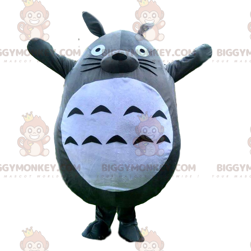 BIGGYMONKEY™ mascot costume of Totoro, gray and white rabbit