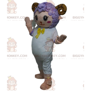BIGGYMONKEY™ Maskottchenkostüm Weißes Schaf, Ziege mit braunen